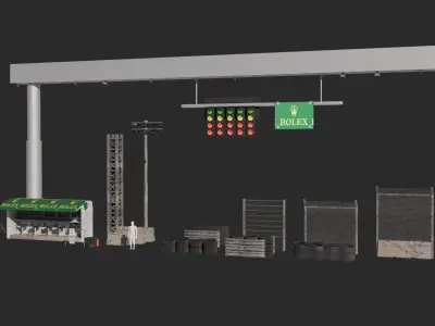 Race Track Props Kit Low-poly 3D model