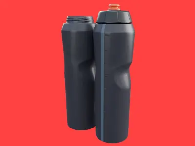 Black Water Bottle Low-poly 3D model