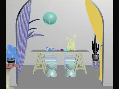 Industrial Living Interior scene  3D model