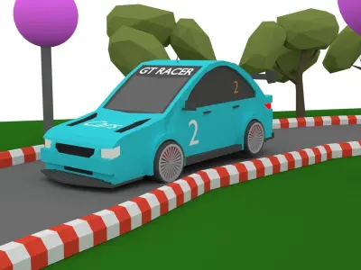 Lowpoly Sports Car Low-poly 3D model