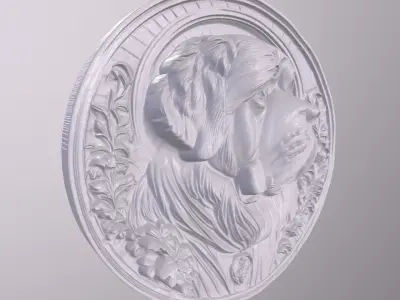 St Bernard 1 basrelief for 3D printing 3D print model