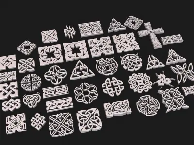 Celtic ornament pack full 3D model