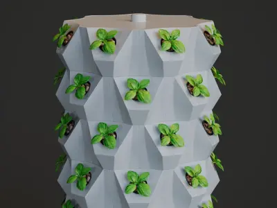 Hydroponics Tower Growing System 3D model