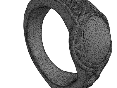 Ornate Gold Jade Gemstone Ring Low-poly 3D model