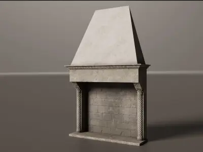 Medieval Fireplace Low-poly 3D model