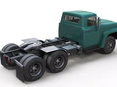 50s American truck Low-poly 3D model