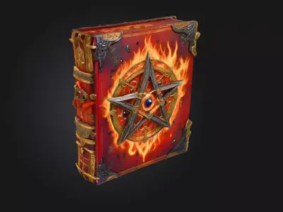 Grimoire Magic book 3D model Bundle of 4 Low-poly 3D model