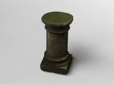 Ancient Cracked Stone Pillar Base 3D model