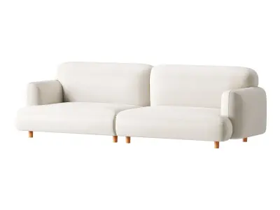 Modern Faux Leather Sofa-2 3D model