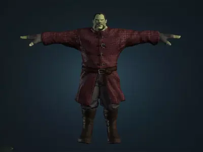 Free Low-Poly Medieval Orc Character T Pose Stylized Fantasy Free low-poly 3D model