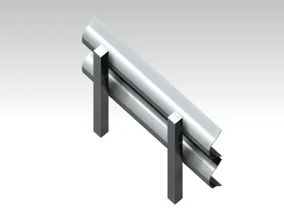 Metal beam crash barrier Low-poly 3D model