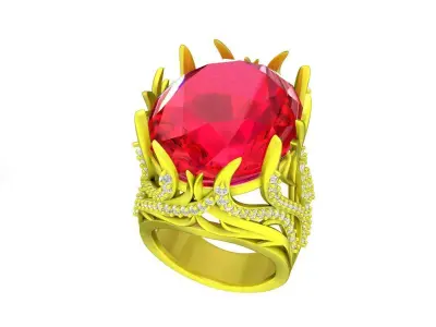 A7604 Luxury Oval Diamond Art Women Ring 3D print model