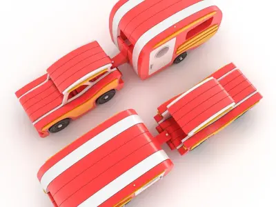 toy car and caravan 3D model