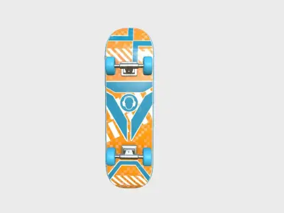 Cartoon Skate 04 Blue Orange - Character Sport Equipment Low-poly 3D model