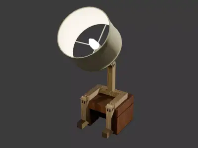 Funky Stickman Lamp with Bench Free low-poly 3D model