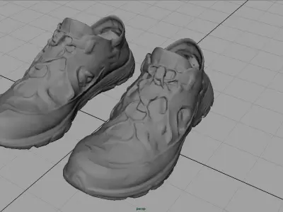 Sneakers pair of hiking shoes Low-poly 3D model