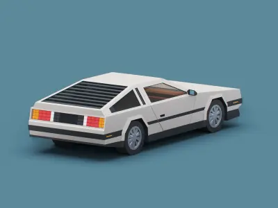 Stylized Cartoon Sport Coupe Car 80s Low-poly 3D model