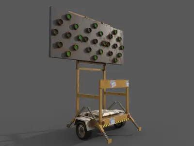 New And Broken Traffic Arrow Signboard Low Poly Game Ready Low-poly 3D model