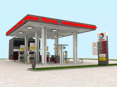 Total France Gasoline Station High Detail 3D model