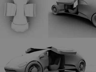 Electronic Car Low-poly 3D model