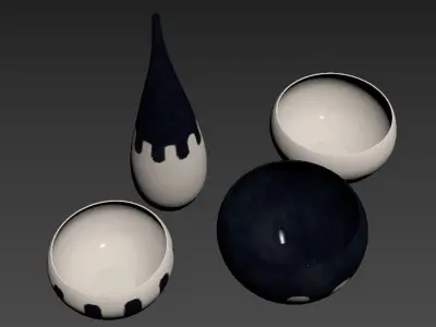 Decorative hand painted ceramic set 3D model