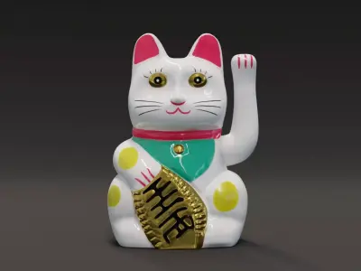 Lucky Cat Low-poly 3D model