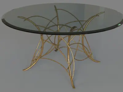 Amoret Glass Coffee Table Gold 3D model