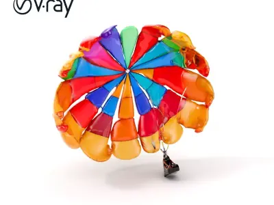 Colorful Parasailing Model Pack with Detailed Canopy Low-poly 3D model