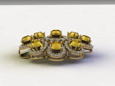 Pendant with natural gem cambodia 3D model