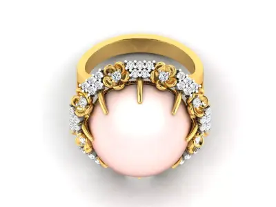 Solitaire Women Engagement Wedding Opal Stone  Ring 3D print model
