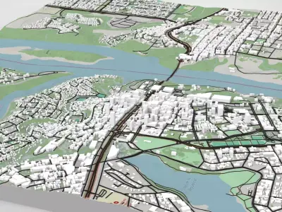 Cityscape Ciudad del Este Paraguay 3D model