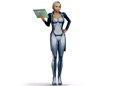 Slimy Woman Scientist - Doctor Female - Blonde Girl Commander Low-poly 3D model