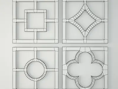 Distressed Wall Mirror Set 3D model