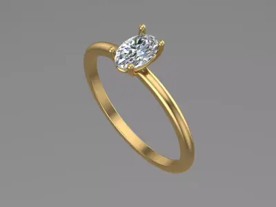 Oval Solitaire Ring Printable model 3dmodel 3D print model