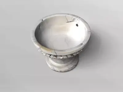 Ornate Marble Floral Pedestal Bowl 3D model