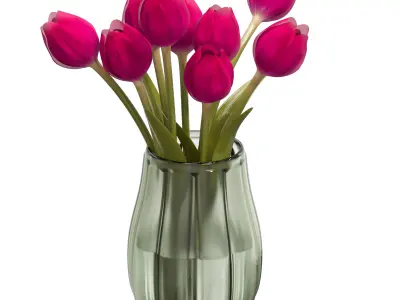 Flowers Set 1 vase with tulips 3D model