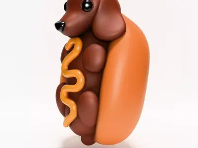  Dachshund Hot Dog Mustard Pup toy 3D print model