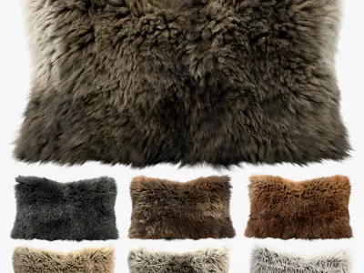 Fur pillows set 3 3D model