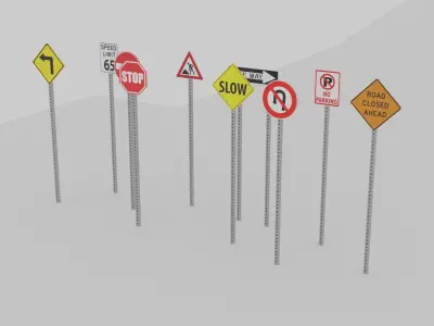 Basic road sign pack Free 3D model