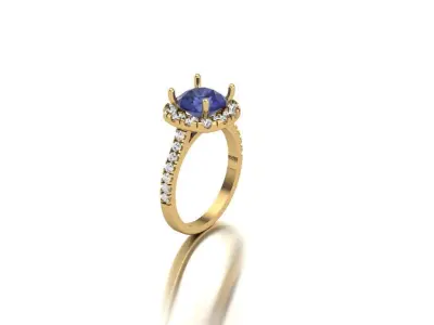Vision of Twilight The Round Tanzanite Halo Diamond Ring 3D print model