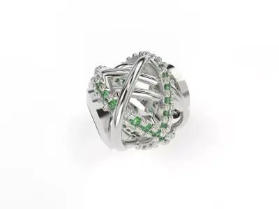 Rounded Intertwined Charm with gems 3D print model