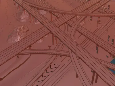 I-95 Highway Interstate Miami Florida Low-poly 3D model