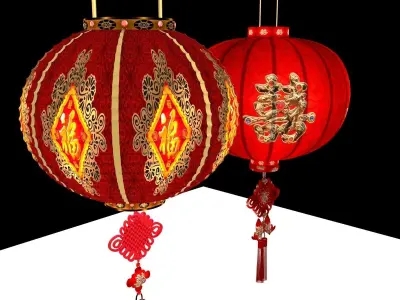 Chinese red lantern  3D model 23