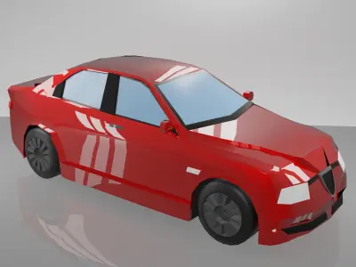 Red Car lowpoly Low-poly 3D model