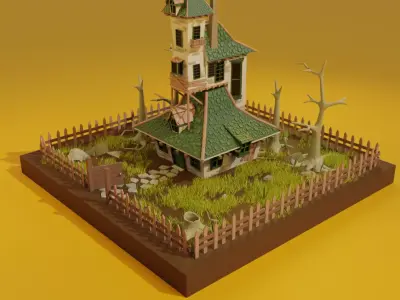 Fantasy House-low poly Free low-poly 3D model