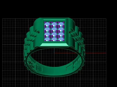 Print Ready STL 3DM  Gents Rings Diamond Men Ring  3D print model 225
