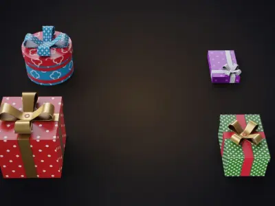 Christmas gifts 1 Low-poly 3D model