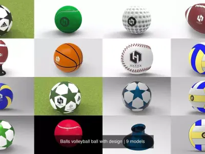 Balls volleyball ball with design 3D Model Pack
