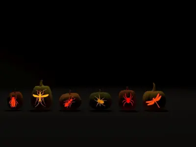 Set of Halloween pumpkins 3D print model