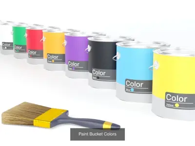 Pack 6 Paint Containers Colors 3D Model Collection